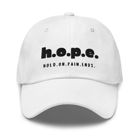 H.O.P.E. Hold.On.Pain.Ends.™ Hat White